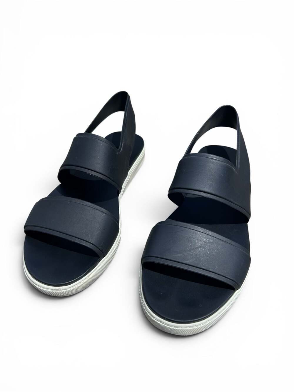 Vince Black Rubber Slingback Platform Sandals Size 7